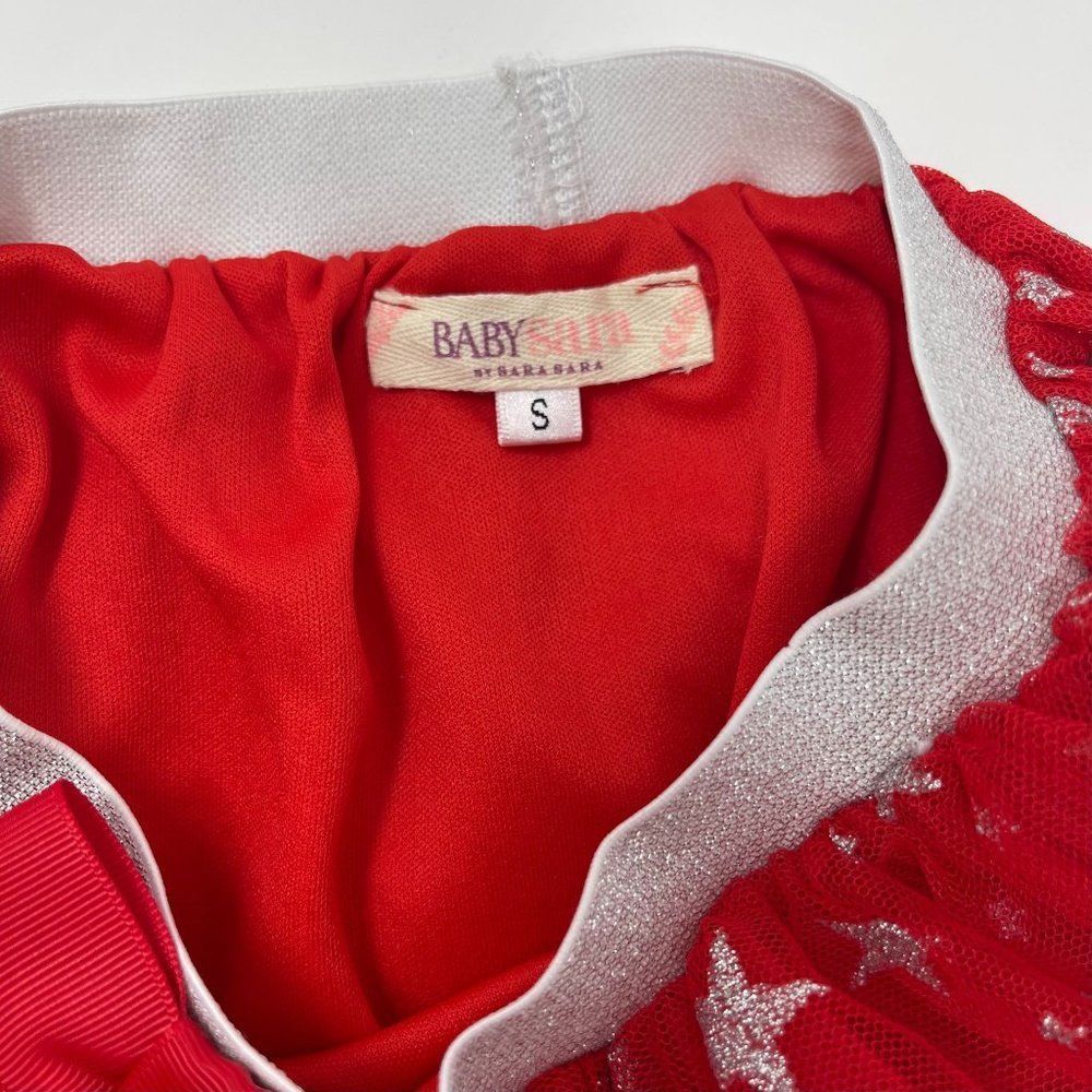 Red Star Print Tulle Skirt for Kids - Picture 3 of 7